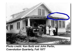 Picture of house in 1911 with solar panels on roof